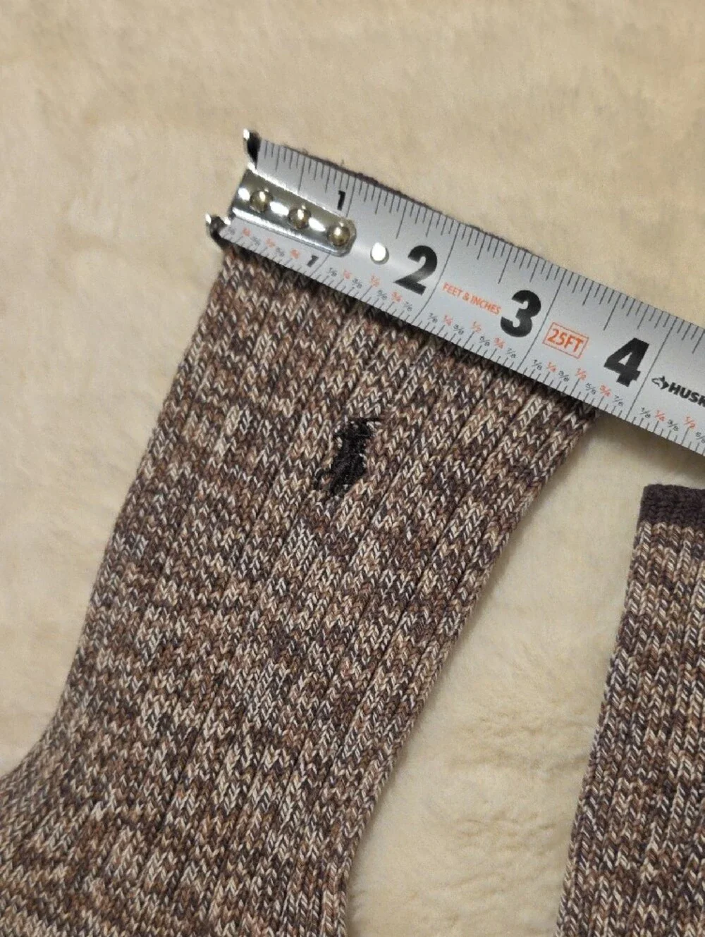 Ralph Lauren Ribbed Marled Crew Socks - Brown (Men's)